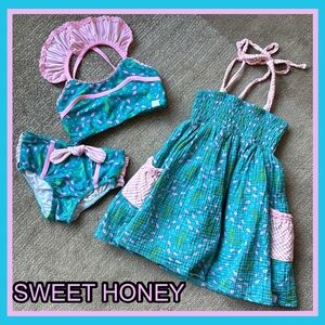SweetHoney Teal and Pink Kids Casual Dress Set
